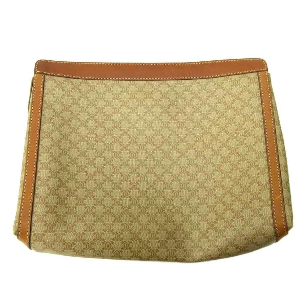 Celine Patch Coating Bag Macadam Clutch Beige Shoulder Tan